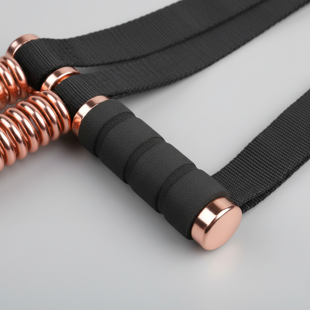 Close-up of foam grip handles