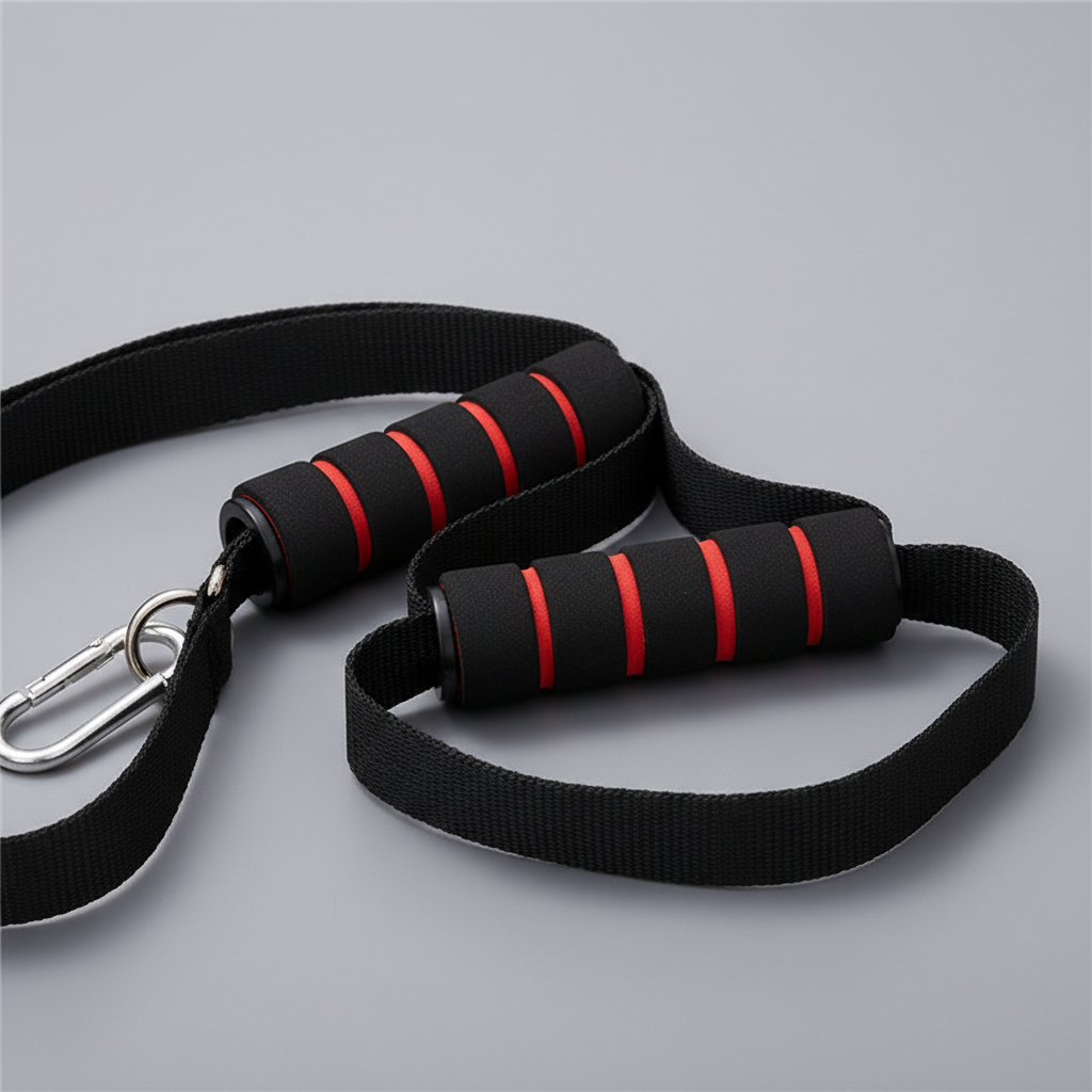 Close-up of resistance band handles