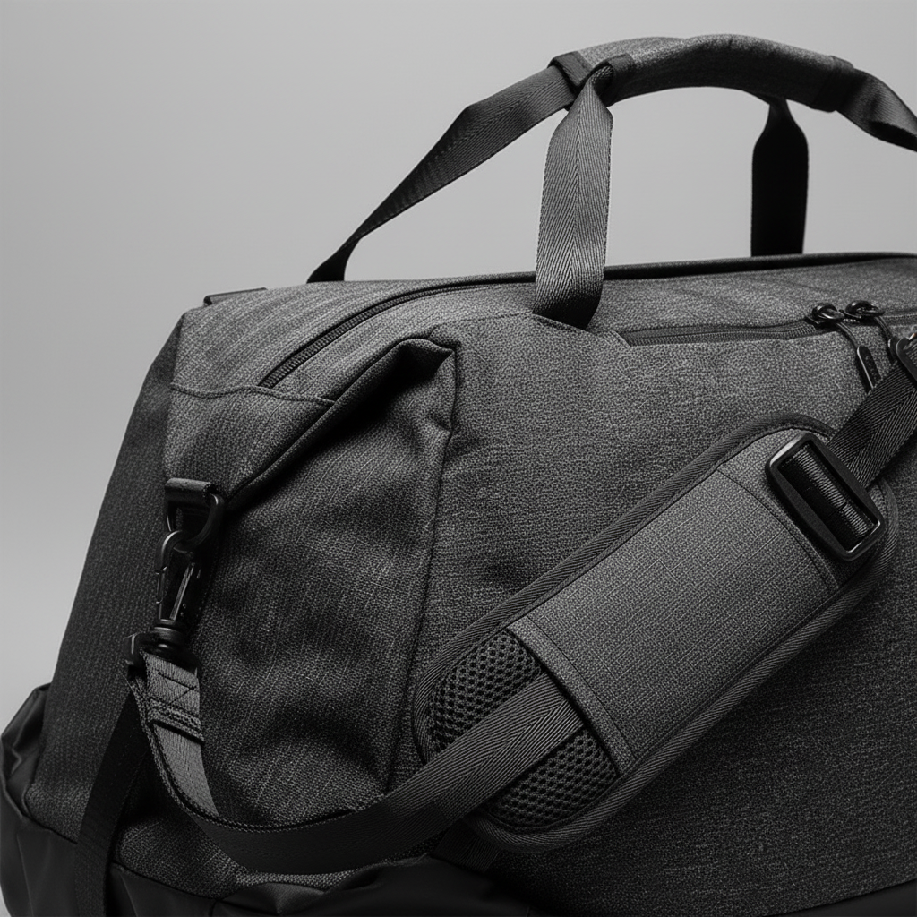 Close-up of shoulder strap and handle