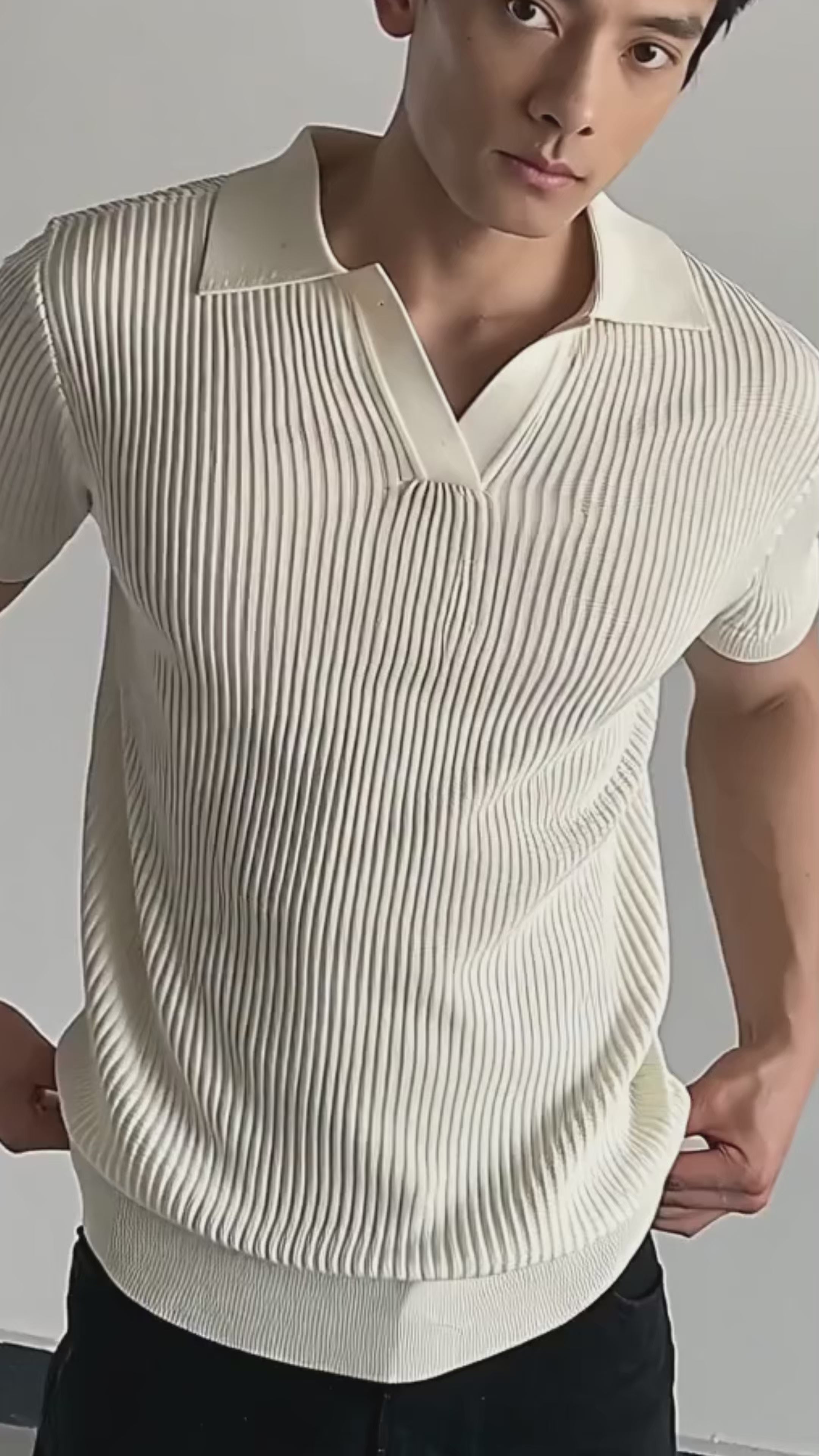 VB Ribbed Knit Polo - Premium slim fit